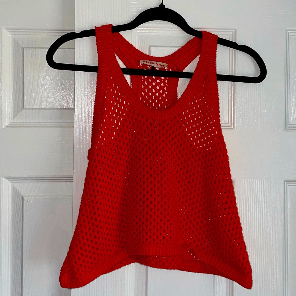 Rebecca Taylor Orange Knit Tank Size S Small